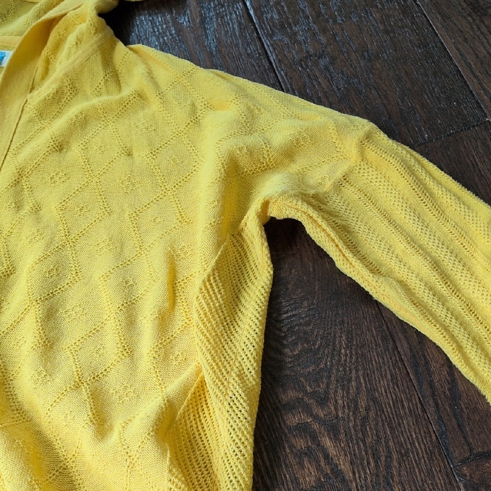 ANTHRO I Yellow Lightweight Knit Hooded Open Cardigan Sweater by Sparrow, M - Picture 8 of 12